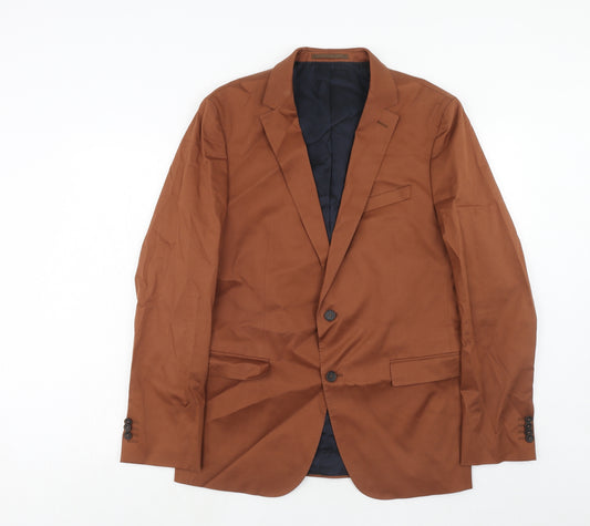 HUGO BOSS Mens Brown Cotton Jacket Suit Jacket Size 44 Regular