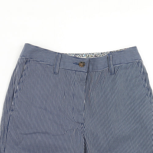 Marks and Spencer Womens Blue Striped Cotton Bermuda Shorts Size 6 Regular Zip