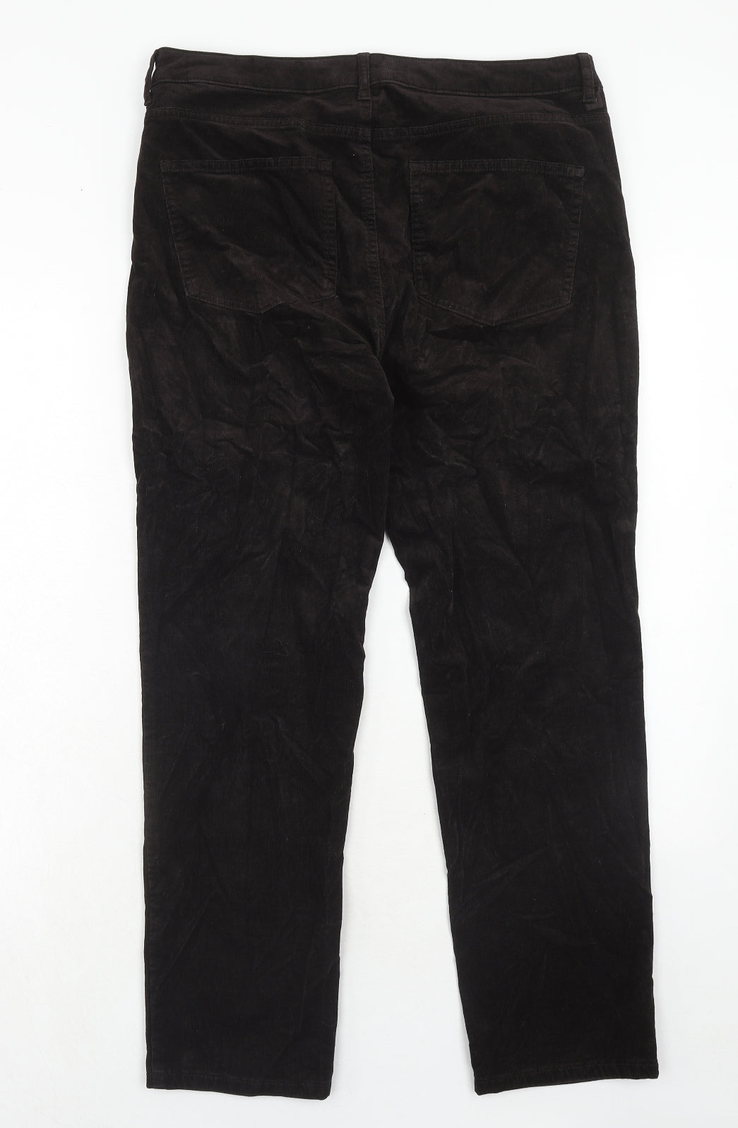 Marks and Spencer Womens Brown Cotton Trousers Size 16 Regular Zip