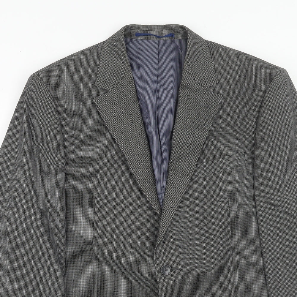 Daniel Hetcher Mens Grey Wool Jacket Suit Jacket Size 42 Regular