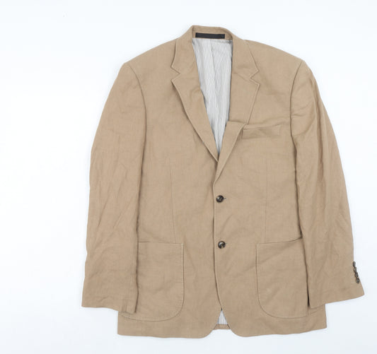 Marks and Spencer Mens Brown Linen Jacket Suit Jacket Size 38 Regular