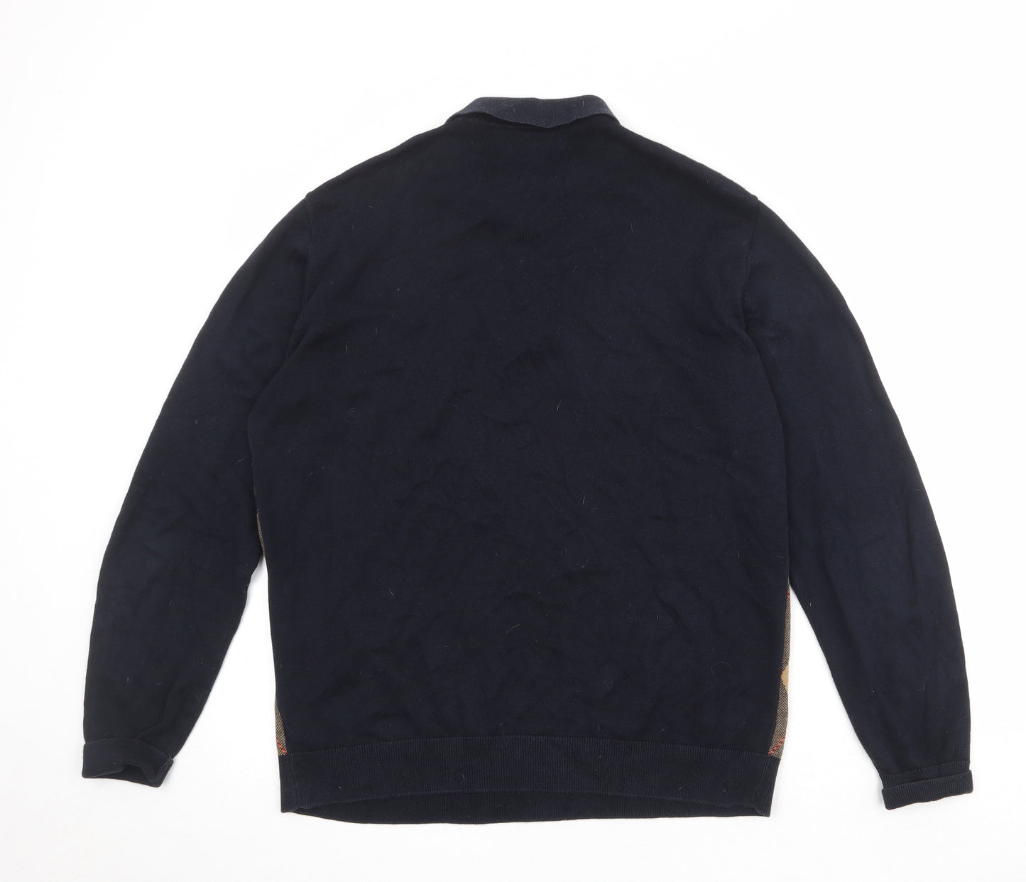 NEXT Mens Multicoloured Collared Argyle/Diamond Cotton Pullover Jumper Size L Long Sleeve