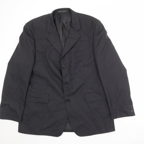 Pinstripe Mens Black Polyester Jacket Suit Jacket Size 44 Regular
