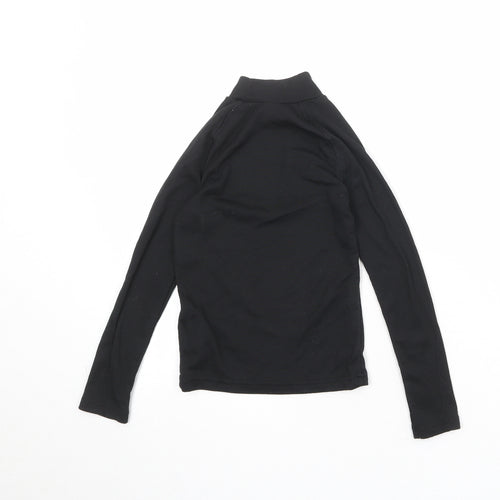 DECATHLON Girls Black Polyester Basic T-Shirt Size 8 Years High Neck Pullover