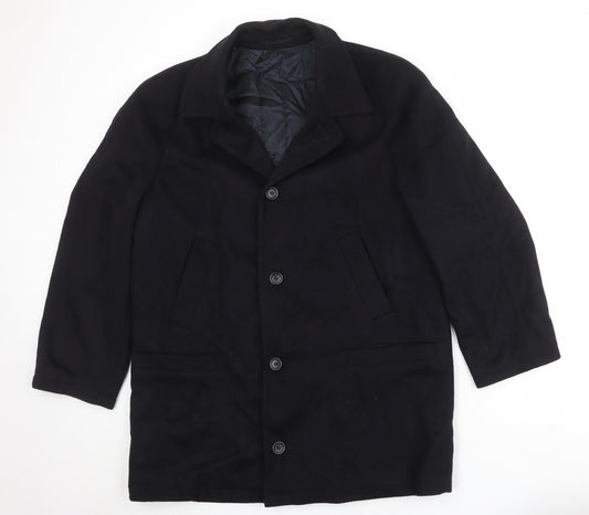 Di Caprio Mens Black Pea Coat Coat Size 42 Button