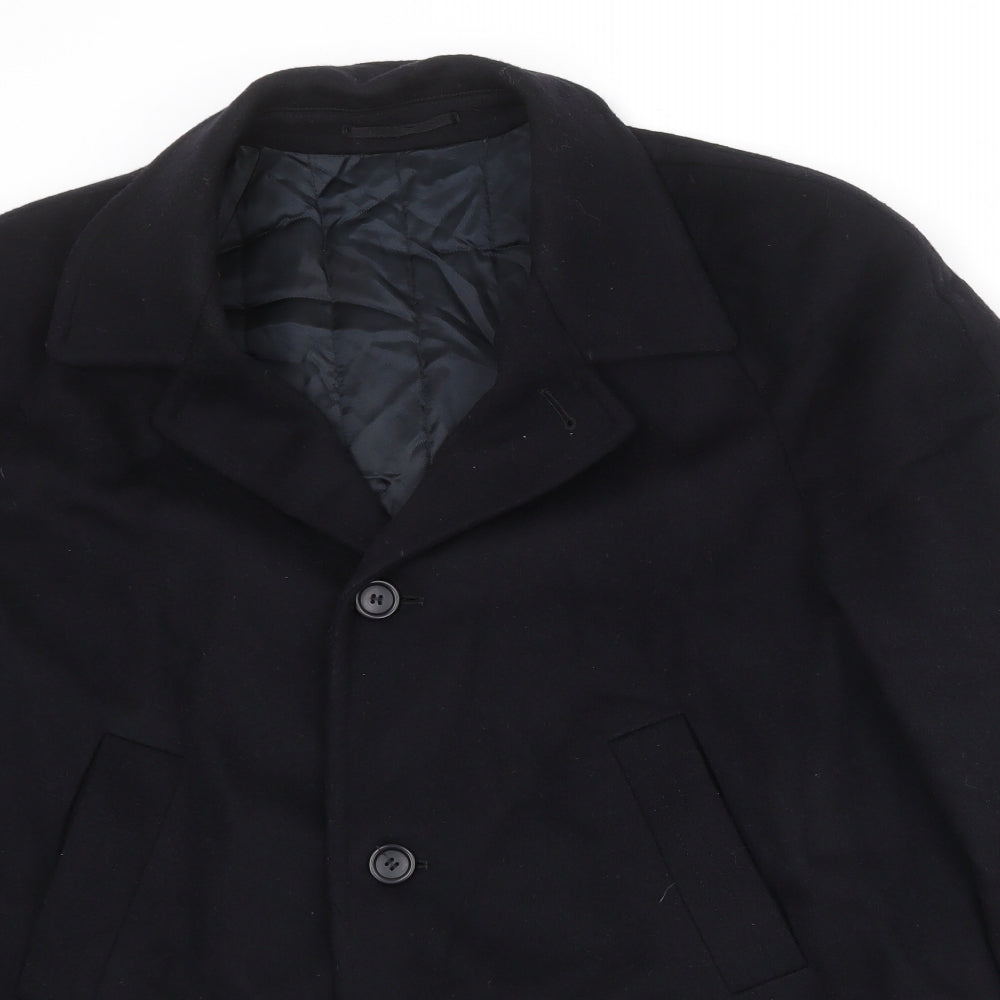 Di Caprio Mens Black Pea Coat Coat Size 42 Button