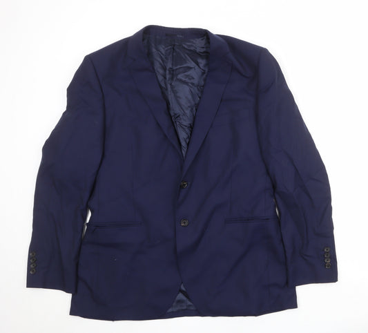 Hawes & Curtis Mens Blue Wool Jacket Suit Jacket Size 46 Regular