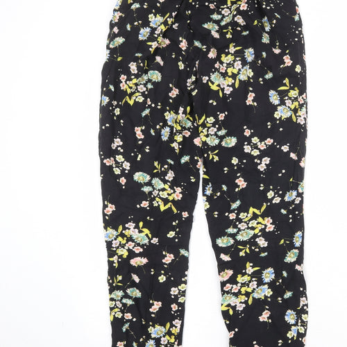 Warehouse Womens Black Floral Viscose Harem Trousers Size 8 Regular