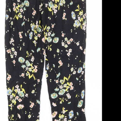 Warehouse Womens Black Floral Viscose Harem Trousers Size 8 Regular