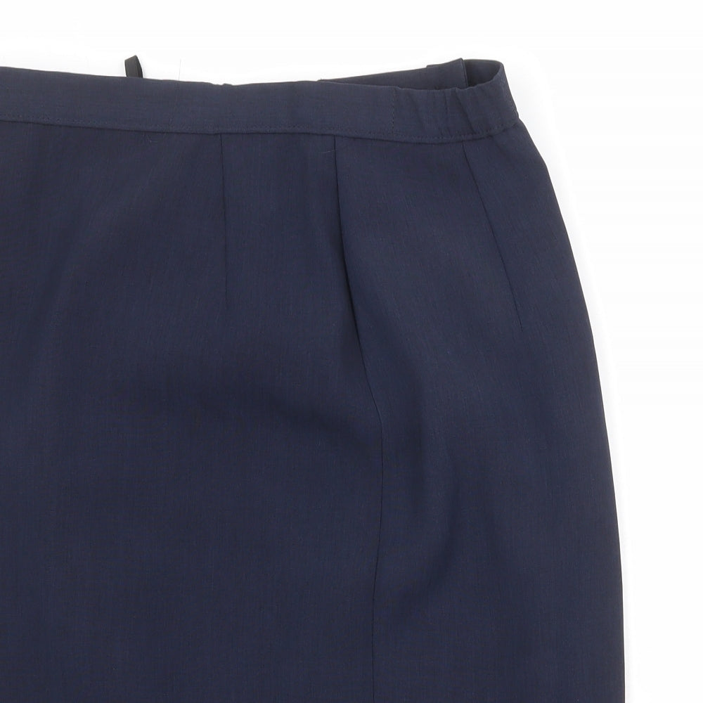 St Michael Womens Blue Polyester Straight & Pencil Skirt Size 16 Zip