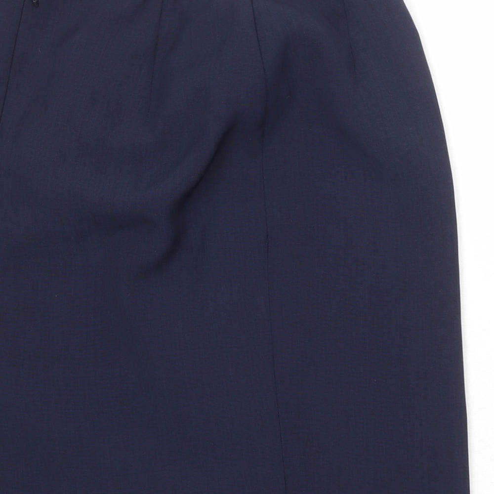 St Michael Womens Blue Polyester Straight & Pencil Skirt Size 16 Zip
