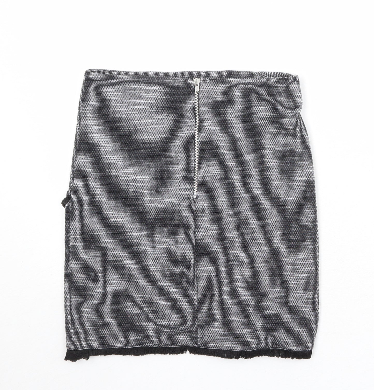 New Look Womens Grey Geometric Polyester A-Line Skirt Size 6 Zip