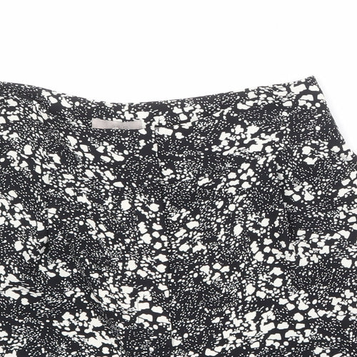 H&M Womens Black Geometric Polyester Culotte Shorts Size 10 Regular Zip