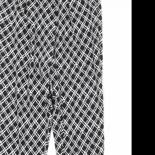 Topshop Womens Black Geometric Polyester Trousers Size 10 Regular