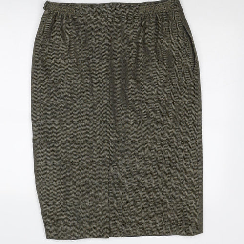 Avoca Womens Brown Herringbone Acrylic Straight & Pencil Skirt Size 16 Zip