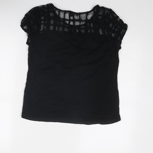 Betty Jackson Womens Black Viscose Basic T-Shirt Size 8 Roll Neck