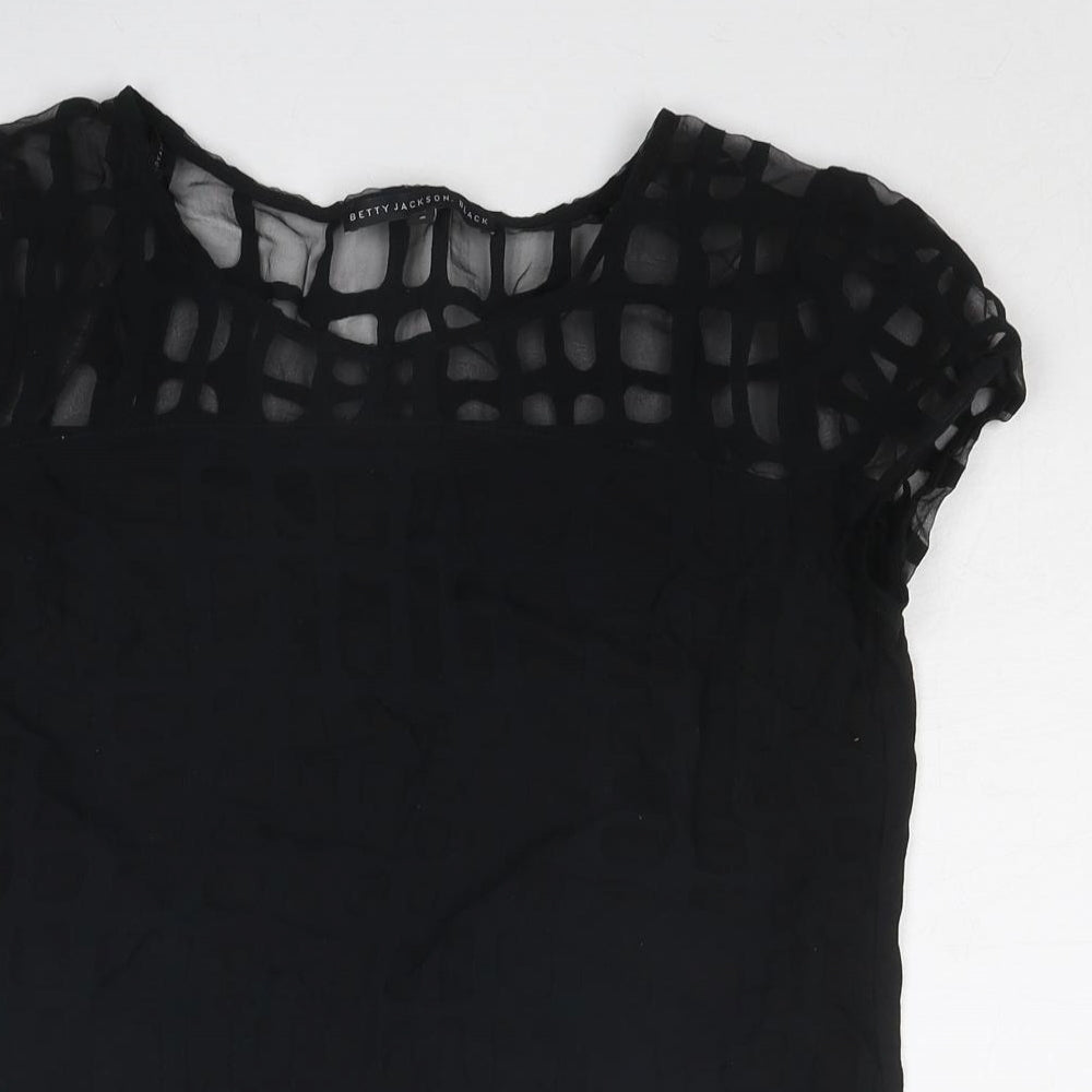 Betty Jackson Womens Black Viscose Basic T-Shirt Size 8 Roll Neck