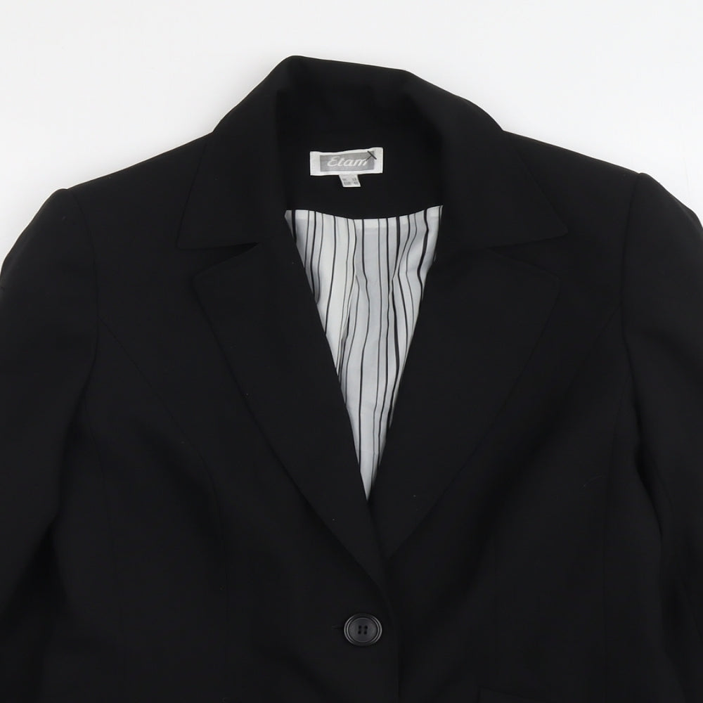 Etam Womens Black Polyester Jacket Blazer Size 12
