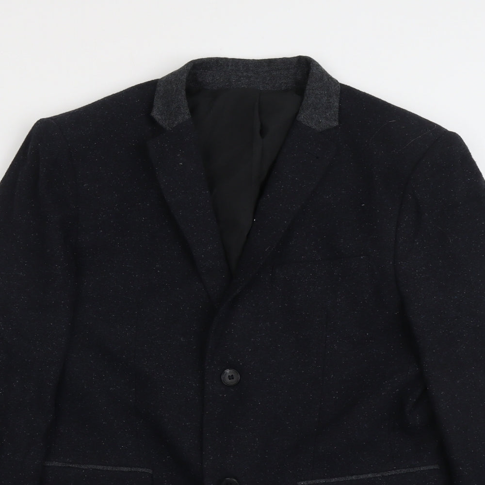 Topman Mens Blue Acrylic Jacket Suit Jacket Size 40 Regular