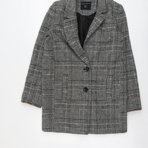 Dorothy Perkins Womens Grey Plaid Jacket Blazer Size 8 Button
