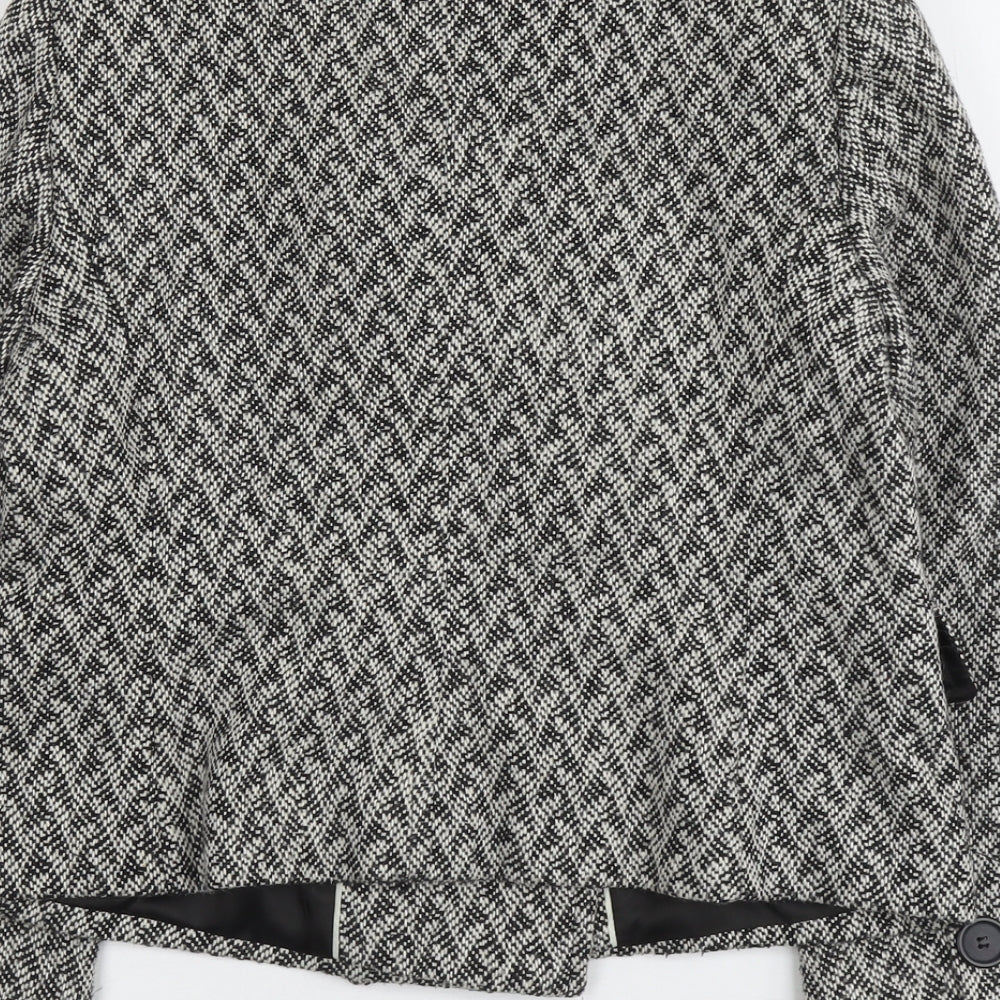 Marks and Spencer Womens Grey Geometric Jacket Blazer Size 16 Button
