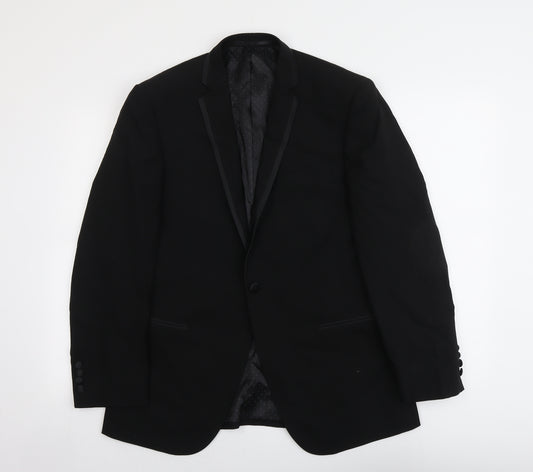 Moss Mens Black Wool Jacket Suit Jacket Size 40 Regular