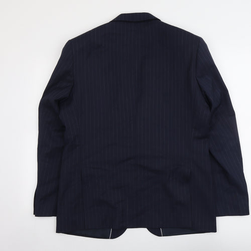 Marks and Spencer Mens Blue Striped Wool Jacket Suit Jacket Size 42 Regular