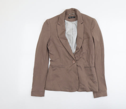 Select Womens Brown Polyester Jacket Blazer Size 6