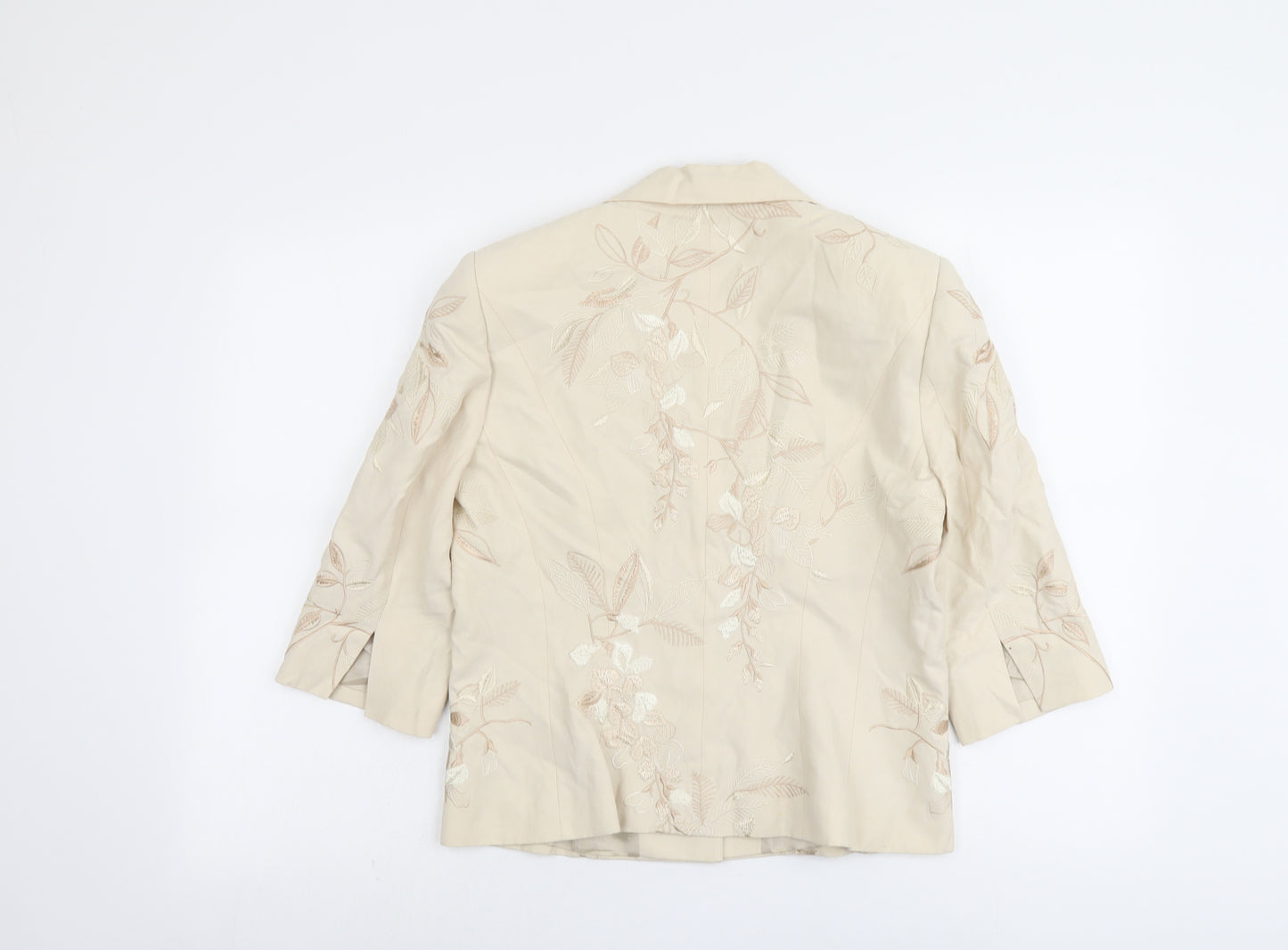 Minuet Womens Beige Floral Jacket Blazer Size 12 Button