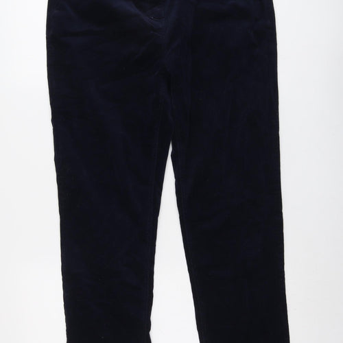 John Lewis Womens Blue Cotton Trousers Size 14 L28 in Regular Button