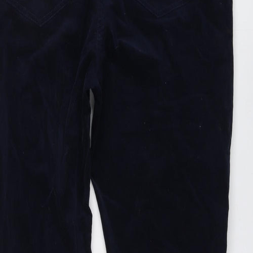 John Lewis Womens Blue Cotton Trousers Size 14 L28 in Regular Button