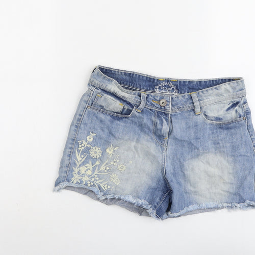 Falmer Womens Blue Cotton Hot Pants Shorts Size 8 L3 in Regular Button