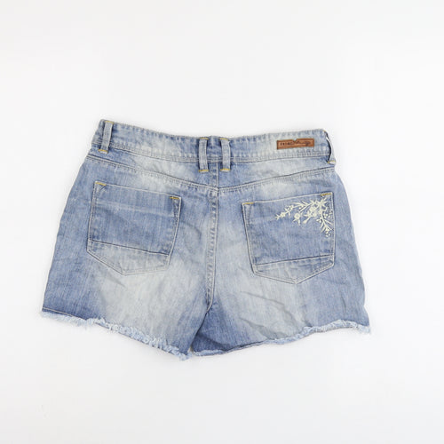 Falmer Womens Blue Cotton Hot Pants Shorts Size 8 L3 in Regular Button