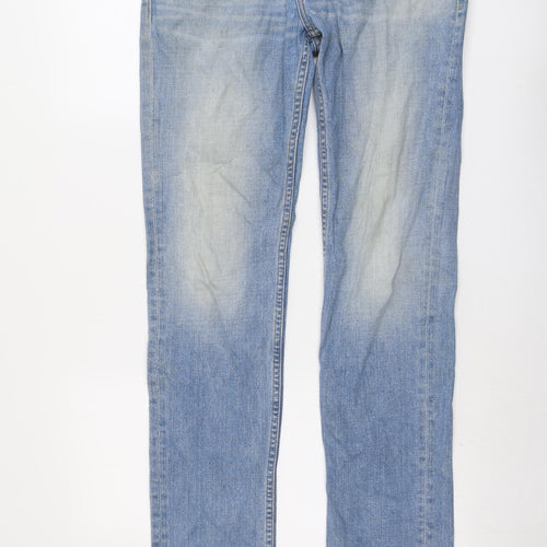 Hollister Mens Blue Cotton Straight Jeans Size 32 in L34 in Regular Button