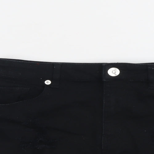 H&M Womens Black Cotton Hot Pants Shorts Size 8 L3 in Regular Button