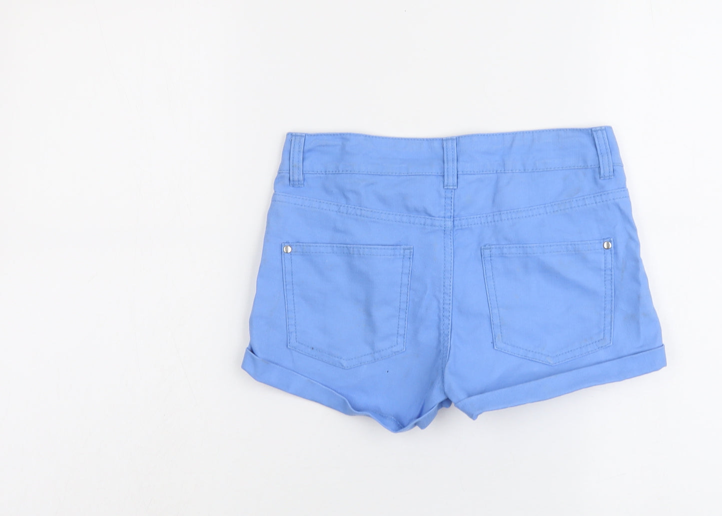 H&M Girls Blue Cotton Hot Pants Shorts Size 12-13 Years Regular Buckle