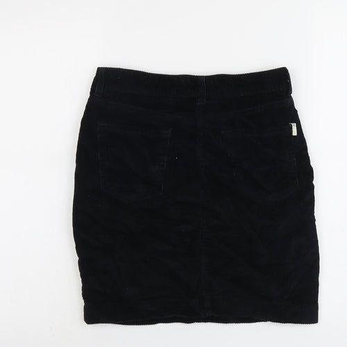 NEXT Womens Black Cotton A-Line Skirt Size 6 Button
