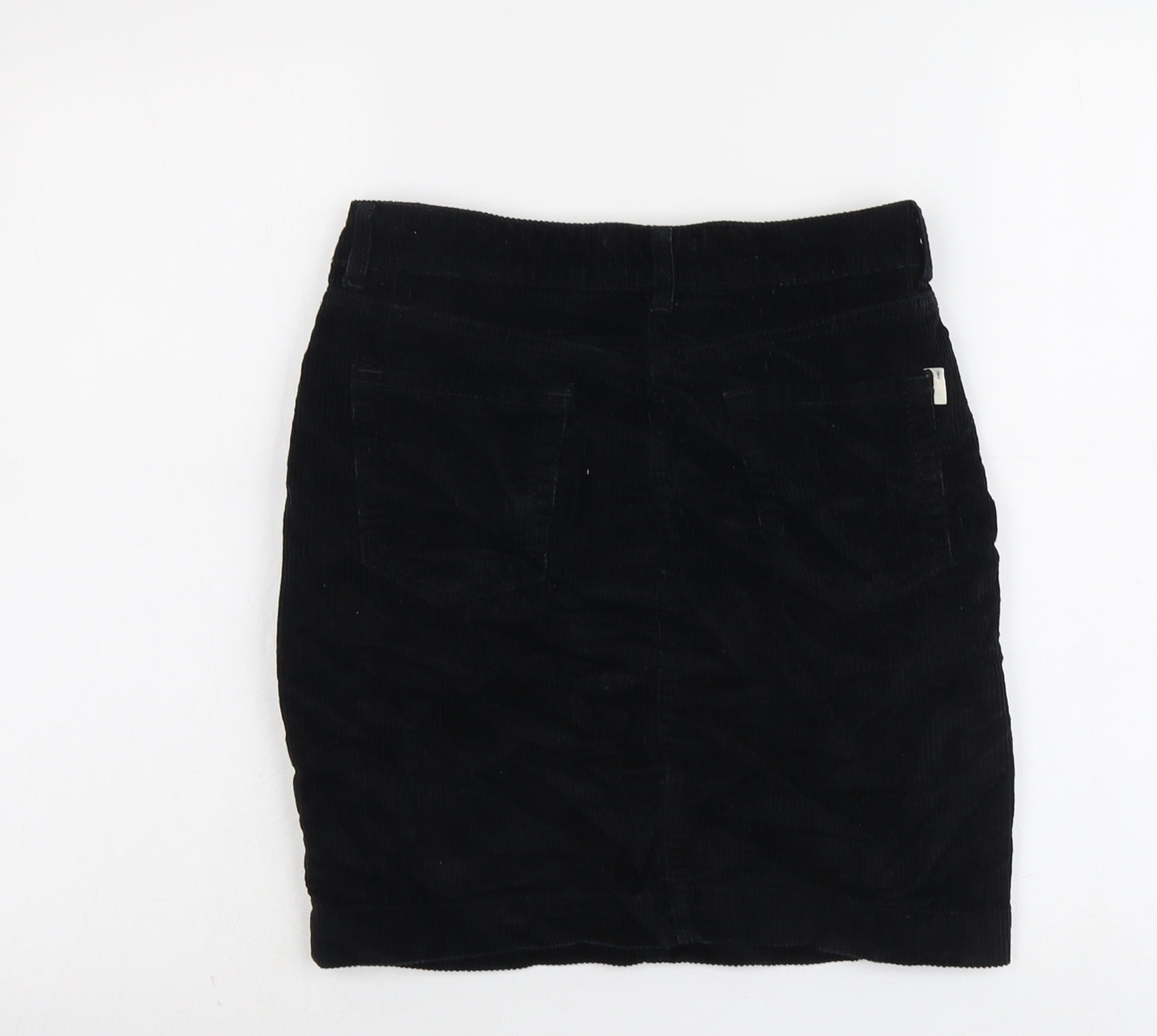 NEXT Womens Black Cotton A-Line Skirt Size 6 Button