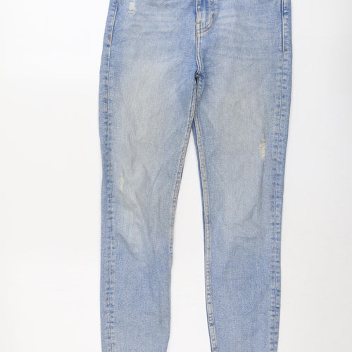 Zara Womens Blue Cotton Skinny Jeans Size 8 L28 in Regular Button