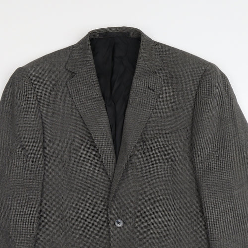 Marks and Spencer Mens Black Geometric Wool Jacket Suit Jacket Size 42 Regular