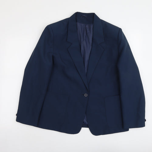 Classics Womens Blue Polyester Jacket Suit Jacket Size 16