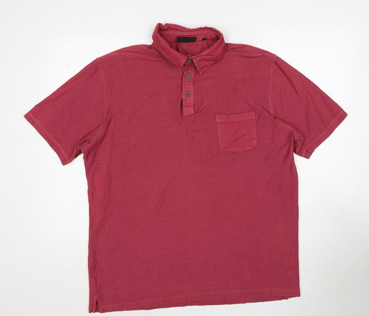 Pierre Cardin Mens Red Cotton Polo Size XL Collared Pullover