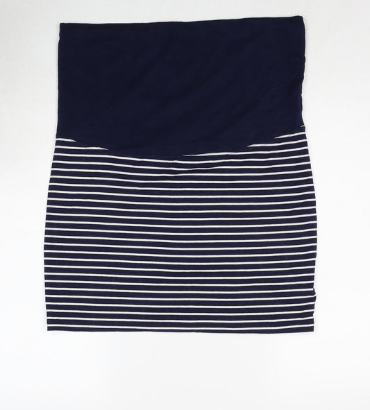 JoJo Maman Bébé Womens Blue Striped Cotton Bandage Skirt Size M