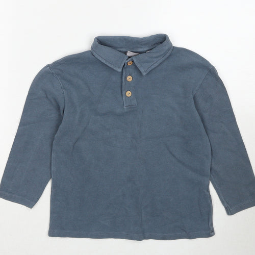 Zara Boys Blue Cotton Basic Polo Size 3-4 Years Collared Pullover