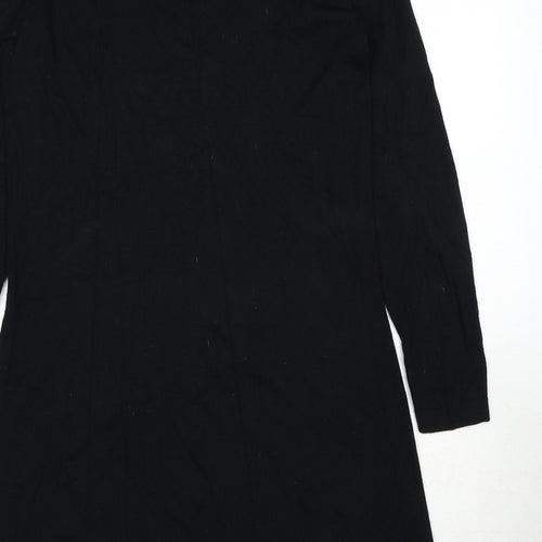 Wallis Womens Black Viscose Jumper Dress Size M Boat Neck Pullover - Embellished