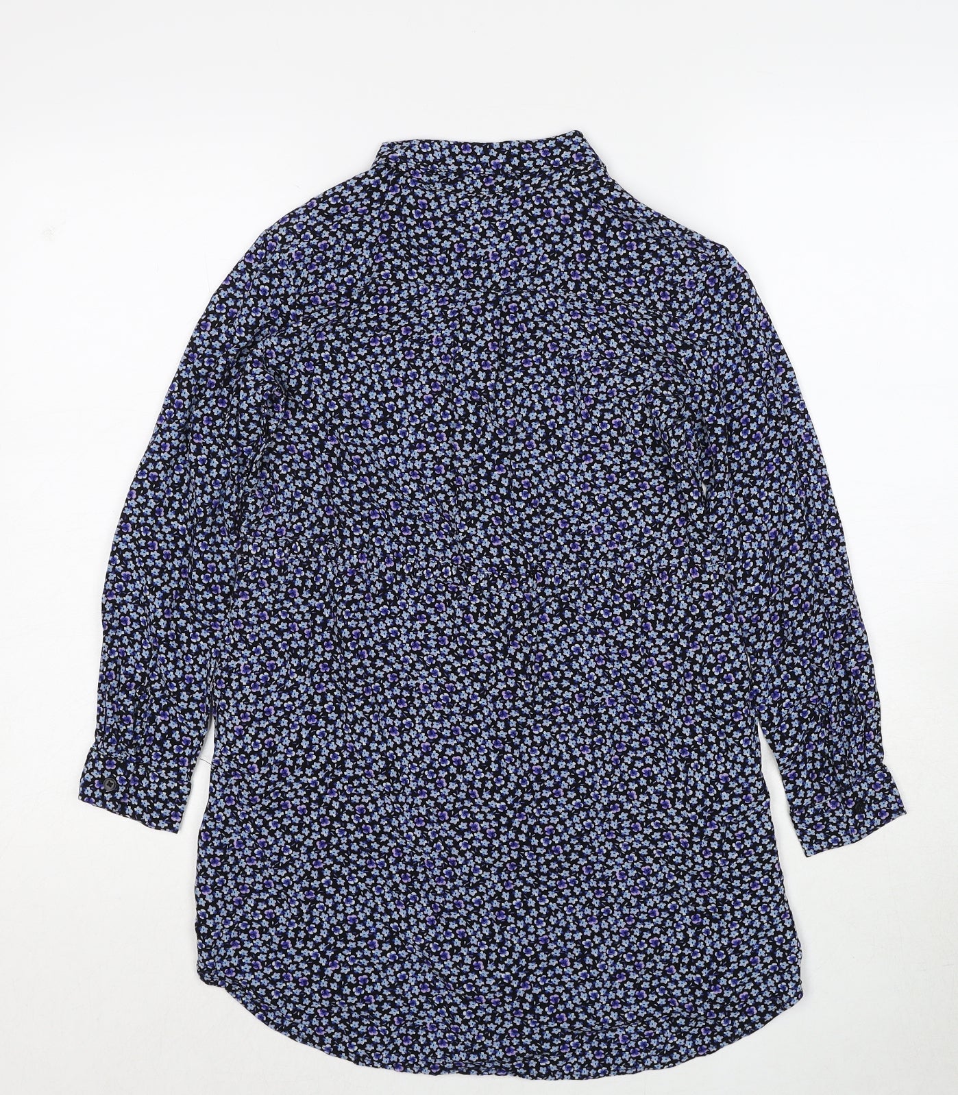 Zara Girls Blue Geometric Viscose Shirt Dress Size 9-10 Years Collared Button