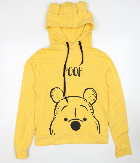 Disney Womens Yellow Cotton Pullover Hoodie Size L Pullover - Winne the Pooh