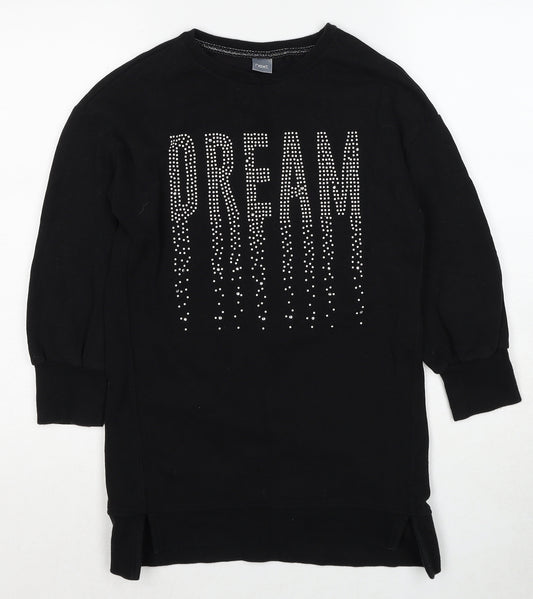 NEXT Girls Black Cotton Pullover Sweatshirt Size 9 Years Pullover - Dream