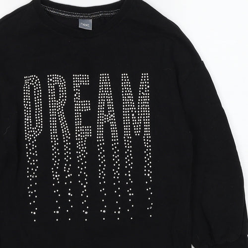 NEXT Girls Black Cotton Pullover Sweatshirt Size 9 Years Pullover - Dream