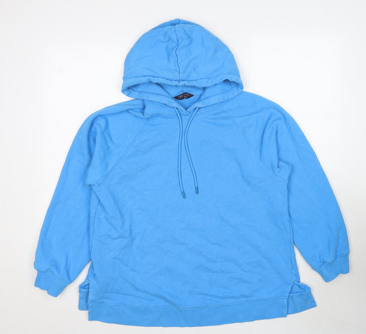 Marks and Spencer Womens Blue Cotton Pullover Hoodie Size 16 Pullover